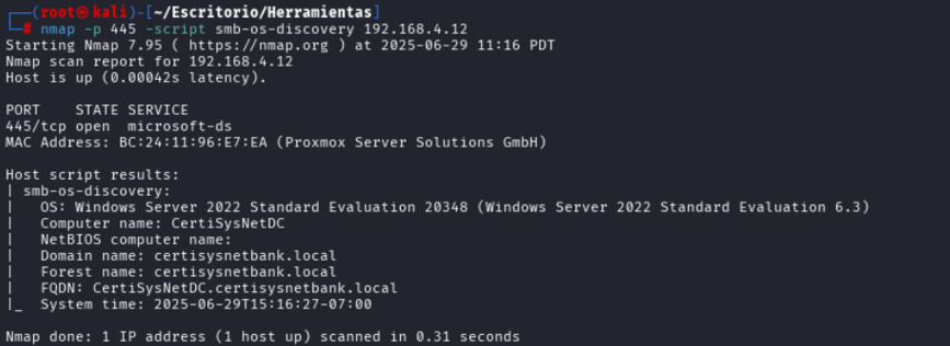 Fingerprinting SMB con Nmap