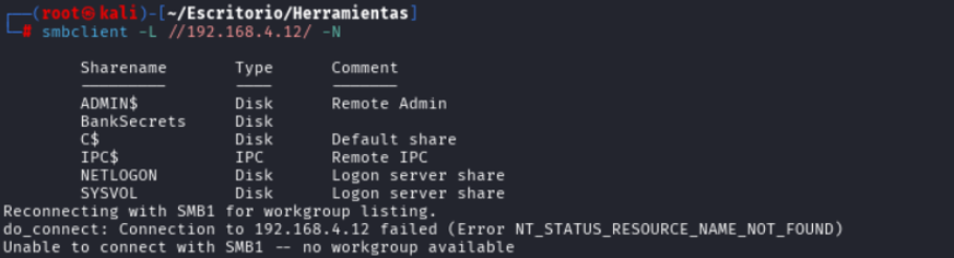 Conexión manual con smbclient