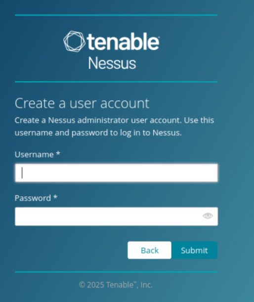 Creación del usuario administrador de Nessus