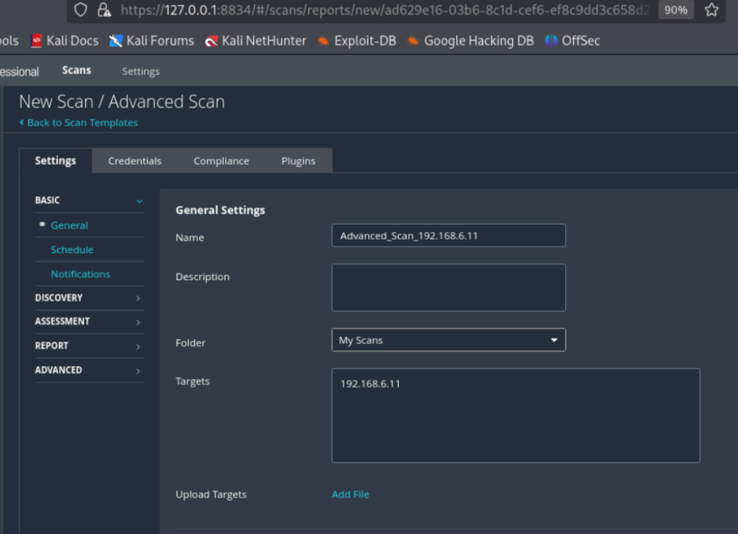 Nueva política Advanced Scan con objetivos definidos