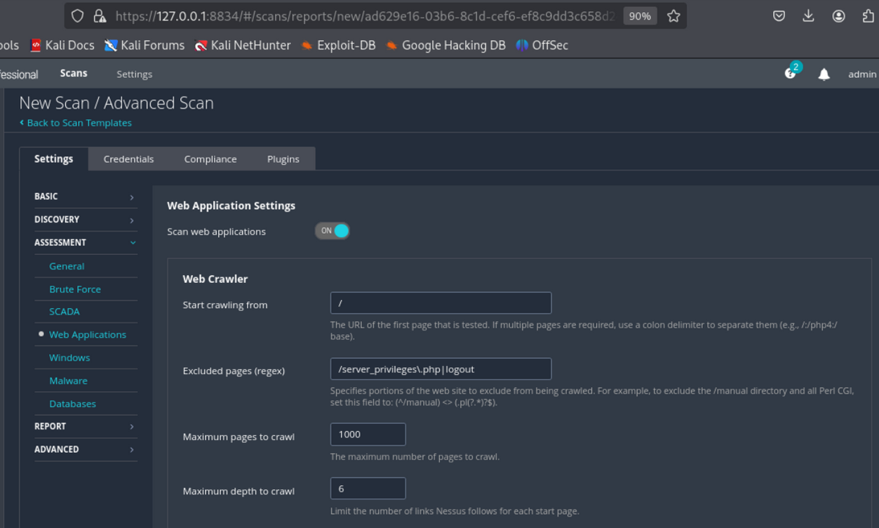 Configuraciones de Web Application Settings y crawler