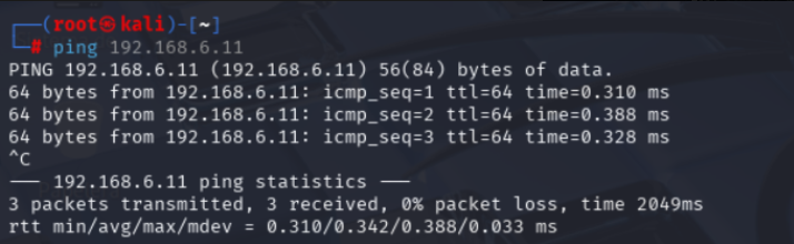Ping desde Kali a Debian
