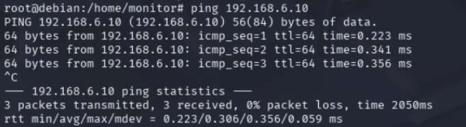 Ping desde Debian a Kali