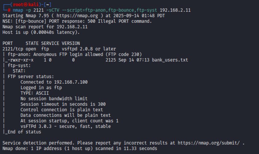 Nmap puerto 2121 FTP