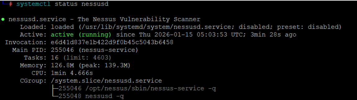 Estado del servicio Nessus