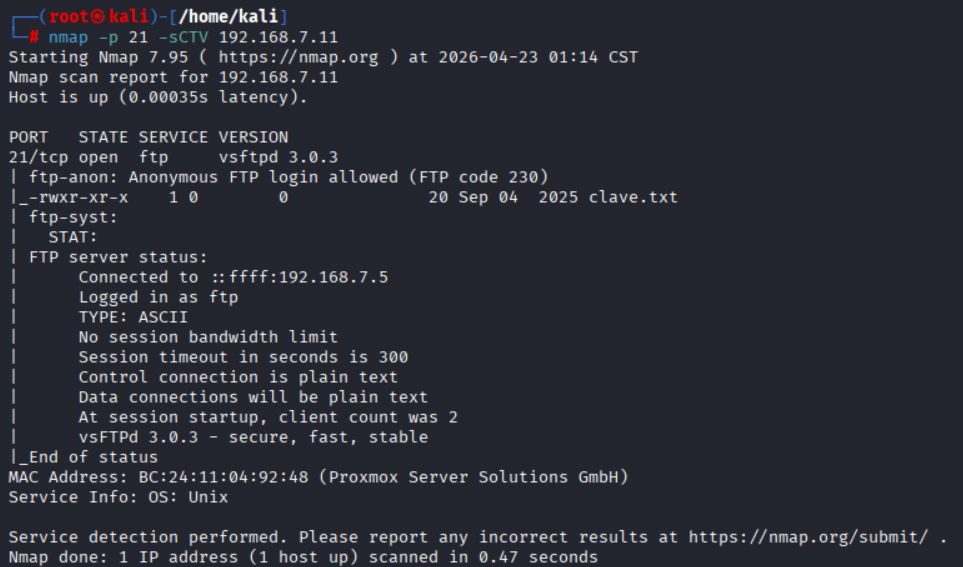 Enumeración FTP con acceso anónimo