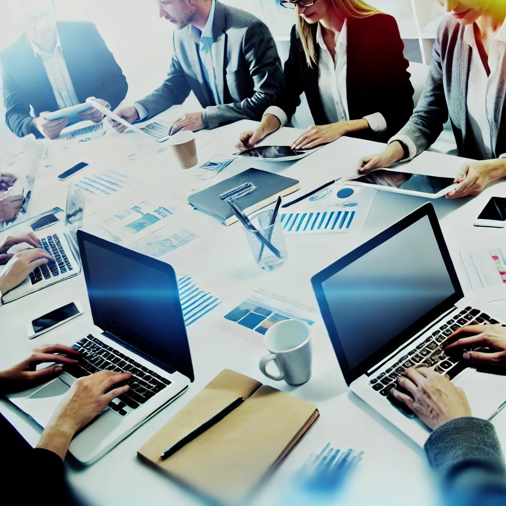 Equipo especializado colaborando en un entorno moderno de ciberseguridad