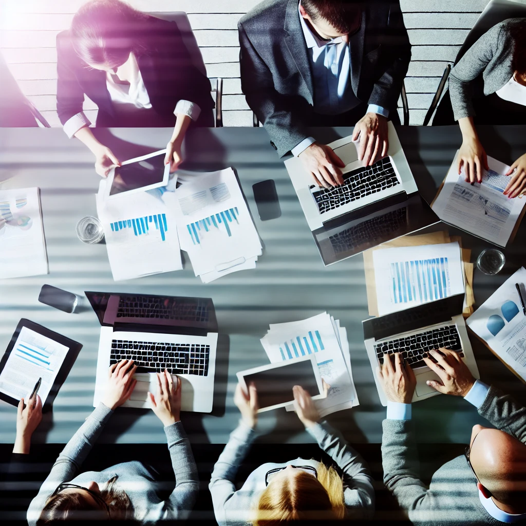 Equipo de trabajo colaborando en ciberseguridad