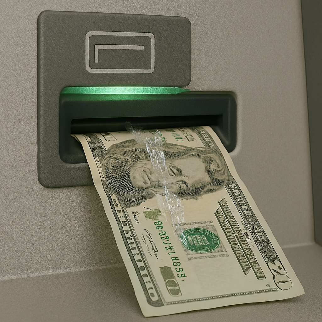 Inserción de billetes pegados